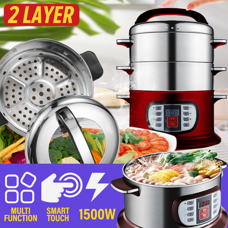 idrop [ 2 LAYER ] 1500W Smart Kitchen Stainless Steel Electric Cooker