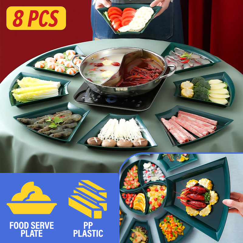 idrop [ 8PCS ] Crescent Dining Serve Plate Food Platter / Pinggan Lauk Makanan / 塑料月牙盘