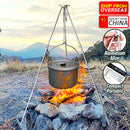 idrop [ SHIP FROM OVERSEA ] Camp Fire Folding Cooking Tripod Foldable Aluminum Alloy for Hanging Cooking Pot / Tripod Gantung Kuali Masak Berkhelah / 户外用品野营三脚架营火三角架吊锅炊烧烤架便携式装备篝火烤肉架