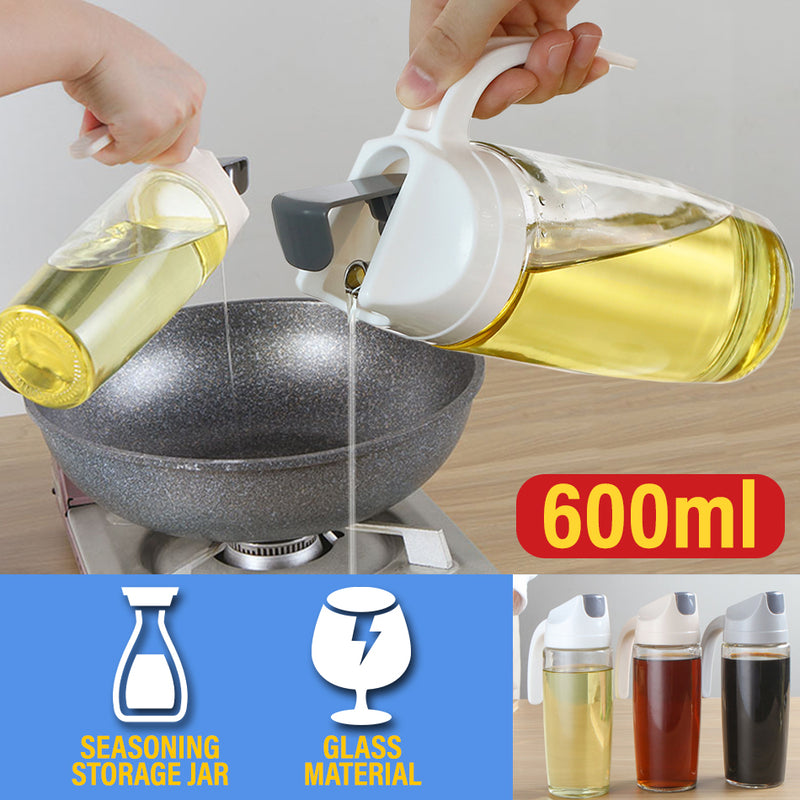 idrop [ 600ml ] Leakproof Oil & Seasoning Sauce Glass Jar Jug Dispenser