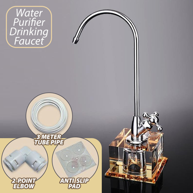 idrop Water Purifier Drinking Faucet with Crystal Glass Base / Paip Minuman Penapis Air dengan Tapak Kaca Kristal / 净水器滤水机龙头水晶底座茶