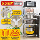 idrop 5 LAYER Tier Aluminium Household Storage Rack Shelf for [ Living Room / Kitchen / Bathroom ]