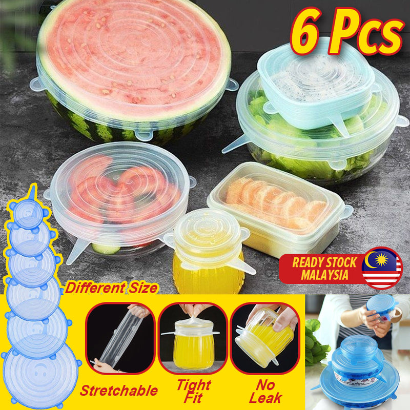 idrop 6PCS Multisize Stretchable Silicone Food Storage Cover Waterproof & Leakproof