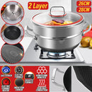 idrop [ 26CM / 28CM ] Stainless Steel Honeycomb Nonstick Cooking Wok SUS316 Heightened Hotpot With Steamer Layer / Periuk Memasak Keluli Tahan Karat dan Pengukus / (全满内蜂窝)26CM/28CM不粘SUS316加高火锅带蒸格