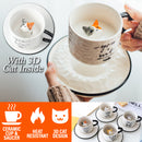 idrop CUTE CAT IN CUP Ceramic Coffee Cup with Saucer / Cawan Minum Kucing 3D & Piring / 陶瓷杯 立体猫咪英文陶瓷咖啡杯碟