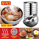 idrop [ 10pcs ] Heat Insulation Stainless Steel Eating Bowl / Mangkuk Makan Keluli Tahan Karat / 不锈钢保温餐碗 [ 16cm / 18cm ]