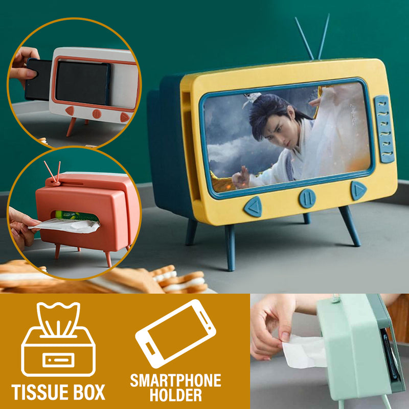 idrop [ 2 IN 1 ] TV Design Tissue Box & Smarphone Holder