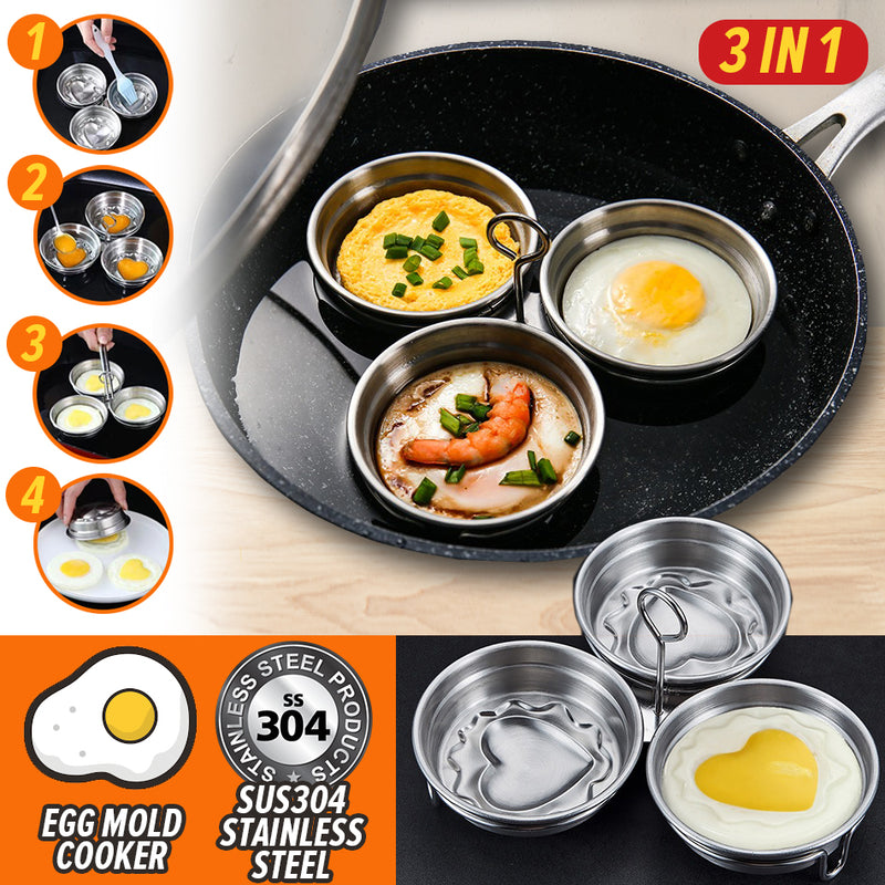idrop [ 3IN1 ] Love Shape Egg Cooker Maker Mold SUS304 Stainless Steel / Acuan Masak Telur Corak Hati / 爱心煮蛋器304不锈钢