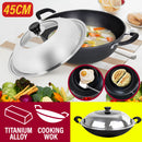 idrop [ 45CM ] Kitchen Titanium Alloy Frying Cooking Wok