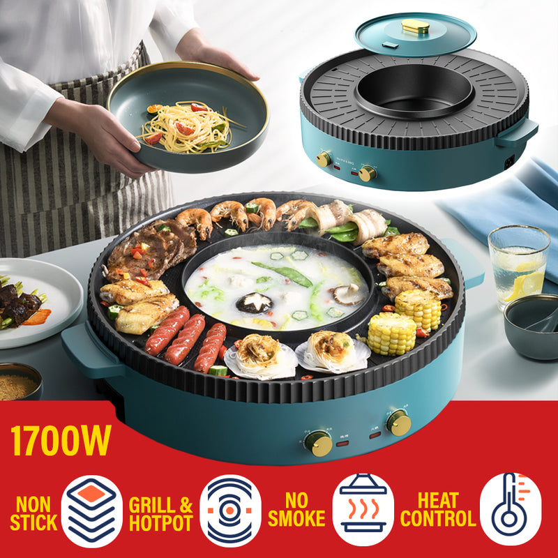 idrop [ 2 IN 1 ] Multifunction Electric Hot Pot  & BBQ Cooking Grill Cooker [ 1700W ]