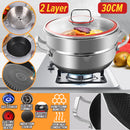 idrop [ 30CM ] 2 LAYER SUS316 Stainless Steel Nonstick Honeycomb Cooking Wok & Steamer / Periuk Kuali Memasak & Stim Dua Tingkat Keluli Tahan Karat Dan Tidak / 316不锈钢双面蜂窝双耳小资锅+蒸笼(汤蒸锅)30CM