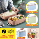 idrop [ 1200ml 2 LAYER / 1800ml 3 LAYER ] Heat Insulated Portable Lunchbox / Bekas Makanan Mudah Alih / 二&三层长方形U形扣饭盒