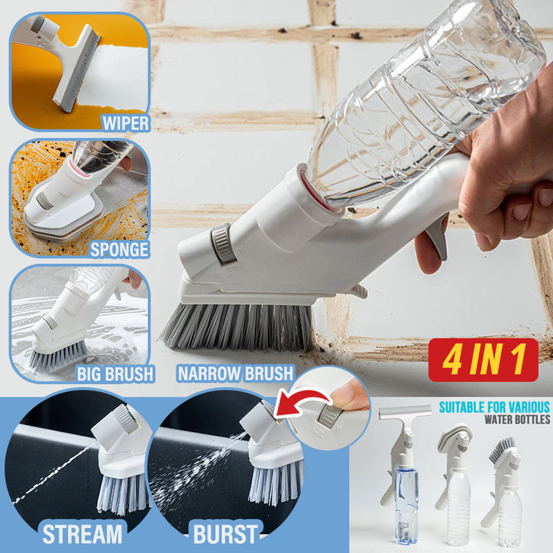 idrop [ 5PCS ] 4 IN 1 Multifunctional Cleaning Scrubber Sponge Wiper and Brush with Water Spray / Berus & Span Cuci / 五件套玻璃刮带海棉擦配可插水瓶(可喷水清洁套装)