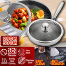 idrop 28/30CM Nonstick Stainless Steel Cooking Wok Frying Pan