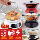 idrop [ 2.4L ] 1200W Multifunction Glass Hot Pot Electric Cooker Cooking Pot