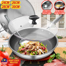 idrop [ 24CM - 30CM ] Inner Honeycomb Nonstick Single Handle Frying Pan with Glass Lid Cover / Periuk Masak Tidak Lekat dengan Penutup Kaca / 24CM - 30CM 内蜂窝不粘单柄煎锅带玻璃盖盖 [ 24CM / 26CM / 28CM / 30CM ]
