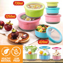 idrop [ 3 IN 1 ] Round Portable Food Storage Container Stainless Steel Lunchbox / Bekas Makanan Mudah Alih / 圆形硅胶盖保鲜盒(特得美 )