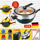 idrop [ 32CM ] Granite Micro Pressure Cooking Stone Ceramic Nonstick Maifan Cooking Pot with Steamer [ FREE Wood Spatula ]