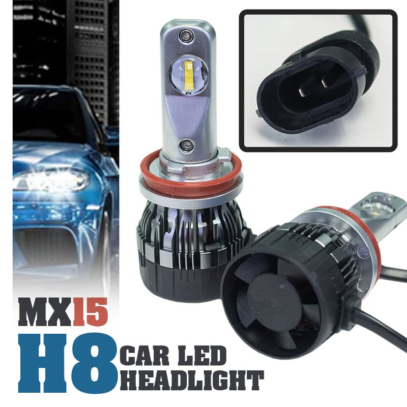 1 set MX15 H8 Car LED Headlight Driving Light Bulbs Hi/Lo Beam White 6000K