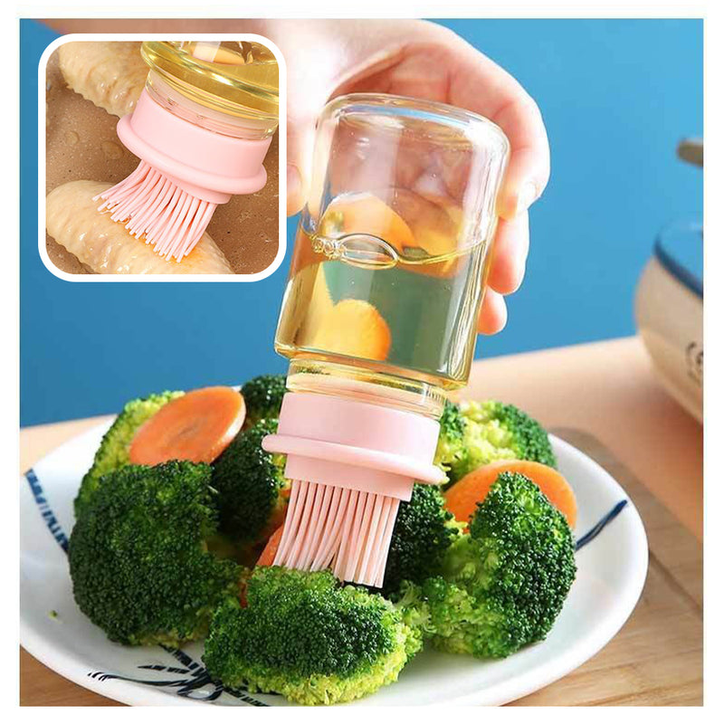idrop [ 150ml ] Glass Oil Seasoning Bottle Dispenser with Silicone Rubber Bristle Brush