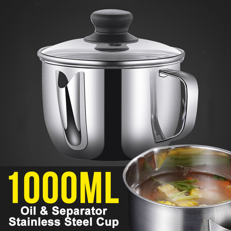 idrop 1000ml Oil Soup Filter Separator Cup SU304 Stainless Steel [ 1pc ]