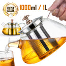 idrop 1L GLASS TEAPOT - Tea Pot with Stainless Steel Filter