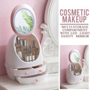 idrop Portable Multistorage Cosmetic Makeup Storage Compartment with LED Light Vanity Mirror