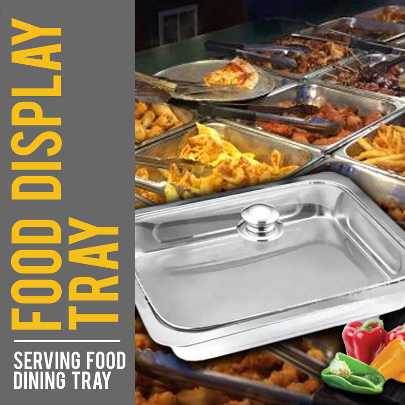 idrop Stainless Steel Serving Dining Food Tray / Dulang Hidang Makanan Keluli [ 34 x 28 x 5cm ]