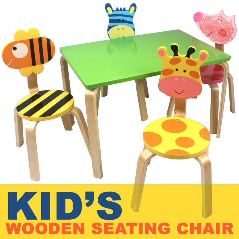 idrop Children Wooden Study Sitting Stool Chair with Animal Design