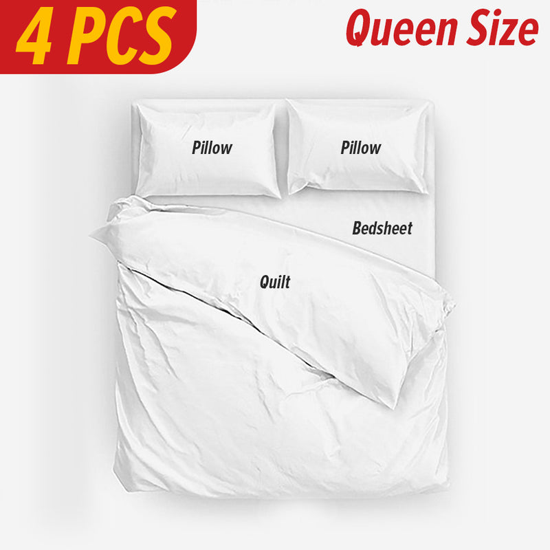 idrop [ QUEEN SIZE ] Hotel Disposable Bed Sheet Quilt Pillow Case Cover / Cadar Katil Selimut & Bantal Pakai Buang / 旅行双人四件套床套套装(七厦 港湾QIXIAGANWAN)