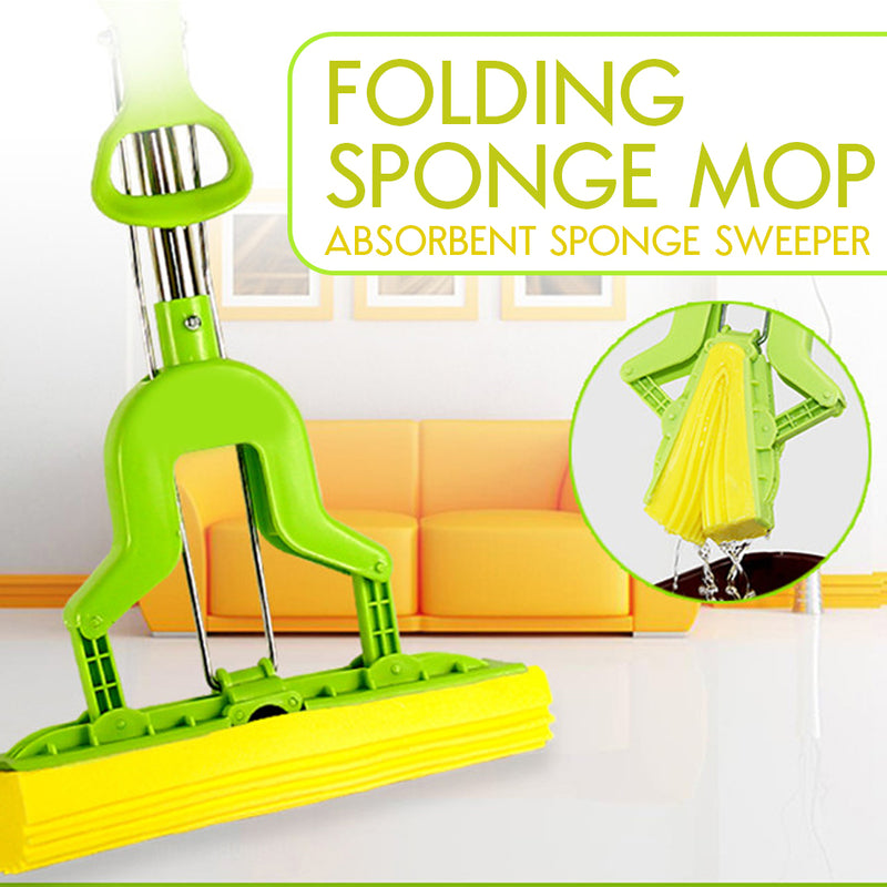 idrop Folding Sponge Mop - Foldable Extendable Absorbent Sweeper