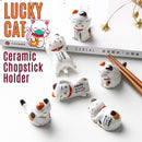 idrop [ 5PCS ] Ceramic Lucky Cat Chopstick Holder / Pemegang Chopstick Kucing / 陶瓷招财猫筷子架(5个套)