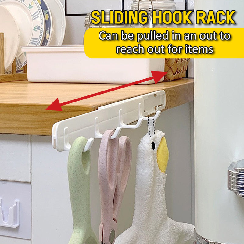 idrop Retractable Adhesive Mounted Hanging 4-Hook Storage Rack / Rak Gantung 4-Cangkuk Boleh Tarik / (强力胶)可伸缩缝隙挂钩(4连钩)