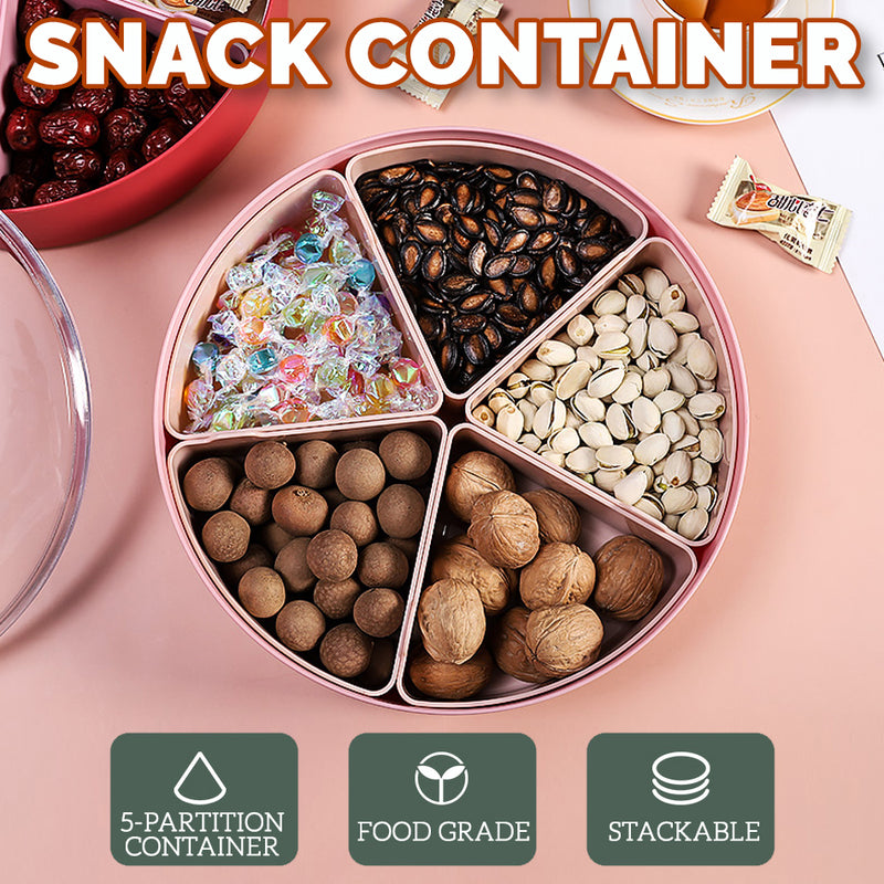 idrop [ 26CM ] 5 Partition Food Slot for Snacks Candy & Confectionary Storage Tray Container