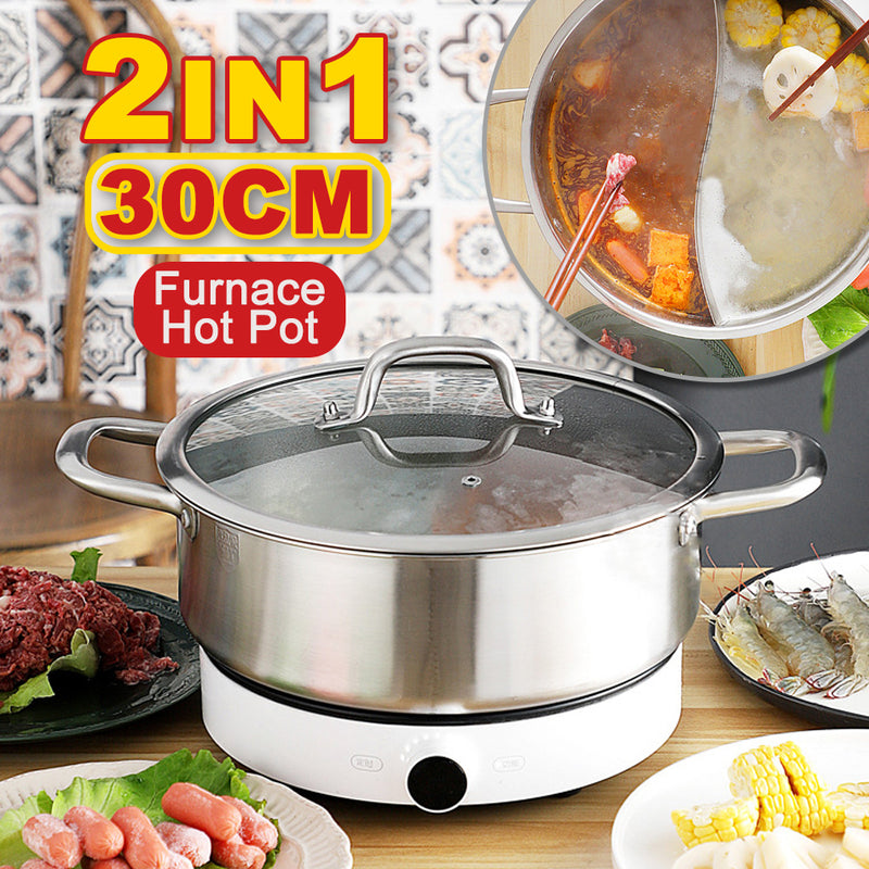 idrop [ 30CM ] 2 IN 1 Stainless Steel SUS304 Furnace Hot Pot