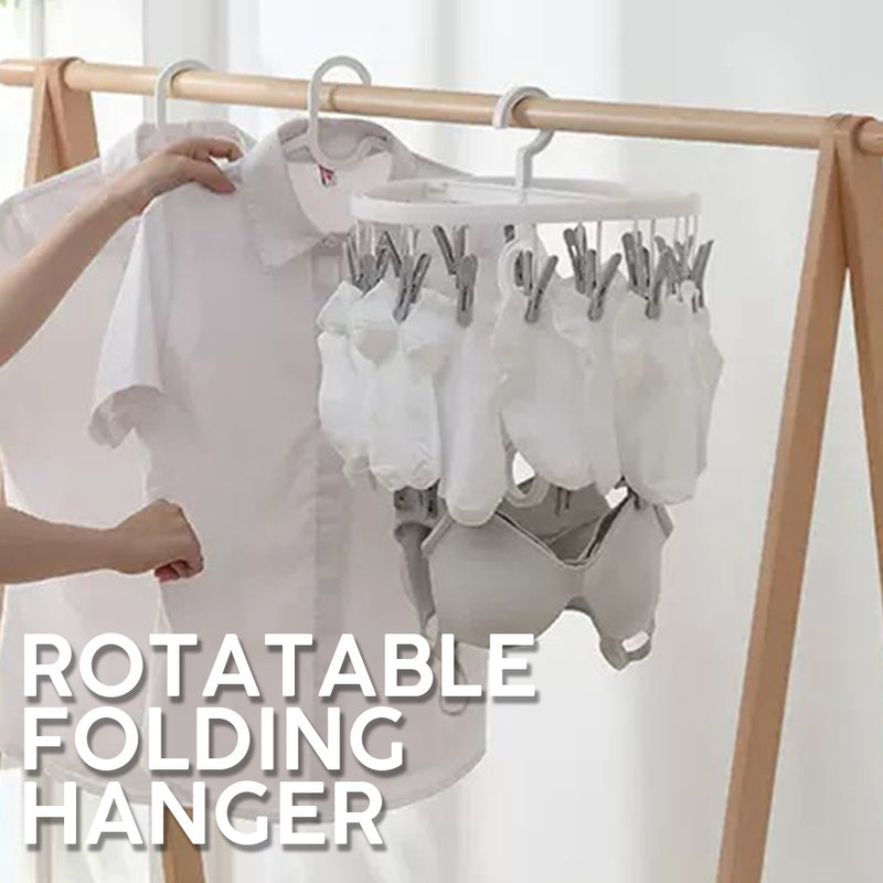 idrop [ 32CM ] 16 Clips Foldable Rotatable Hanging Drying Rack / Tempat Gantung Baju & Pakaian Ringan / 可折叠可旋转晾晒盘大号16夹(晾晒架)32CM