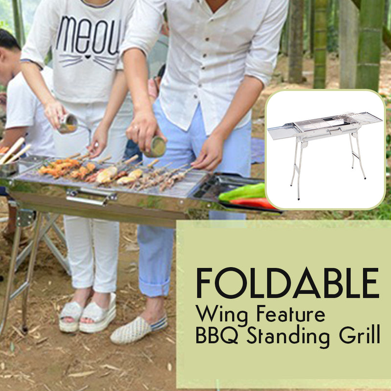 idrop Foldable BBQ Standing Grill - Wing Feature Medium Size Barbecue