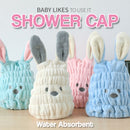 idrop Bunny Hair Quick Drying Water Absorbent Shower Cap / Topi Mandi Serap Air / 卡通浴帽包头干发巾(单个包 )