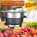 idrop [ 32CM ] 2 LAYER Nonstick Ceramic Cooking Hotpot & Stainless Steel Multifunction Steamer