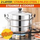 idrop 40CM Double Layer Stainless Steel Steam Pot Steamer Cooker / Periuk Masak & Stim Keluli tahan Karat / 40CM双层不锈钢蒸锅和炊具