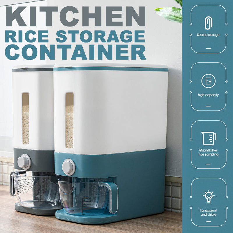 idrop [ 10KG Storage ] Kitchen Household Rice Cereal Storage Sealed Container Dispenser