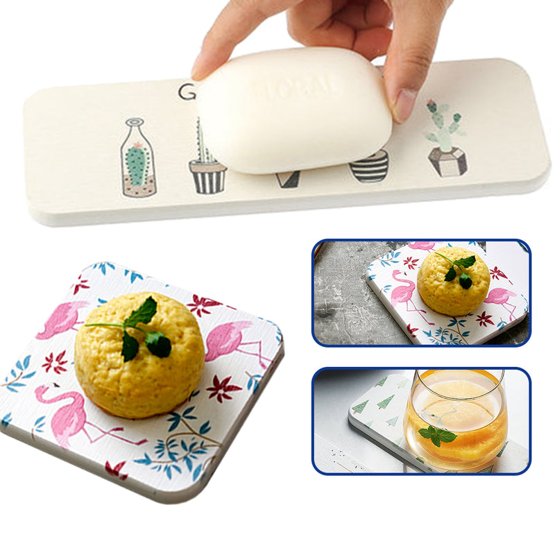 idrop SET OF 2 pcs Square & Rectangular Diatom Cup Mat