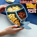 idrop [ 3 Grid ] Whale Shape Design Ceramic Plate / Pinggan Seramik Bentuk Ikan / 陶瓷碟 鲸鱼分格陶瓷盘(格)