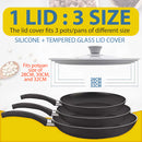 idrop [ 3 IN 1 ] 28-30-32CM Silicone & Tempered Glass Pot Lid Cover / Penutup Kaca & Silikon Periuk 3 Saiz / 【三合一】28-30-32CM硅胶钢化玻璃锅盖