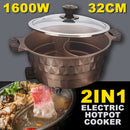 idrop [ 2 IN 1 ] 32CM Multipurpose Electric Cooking Pan hotpot steamboat [ Diamond Series ]