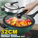 idrop [ 32CM ] Granite Micro Pressure Cooking Stone Ceramic Nonstick Maifan Cooking Pot with Steamer [ FREE Wood Spatula ]