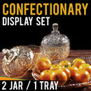 idrop 2pcs Home Confectionary Glass Jar and Glass Serve Tray