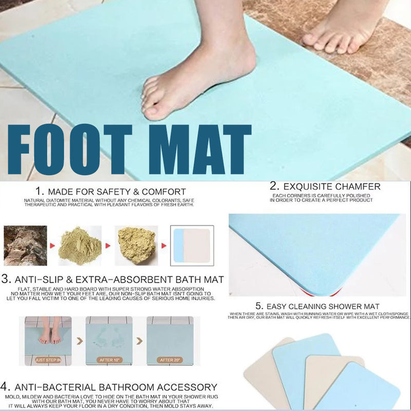 idrop Japan Natural Fast Drying Water Absorption Diatom Bath Mat [ 45cm x 35cm ]