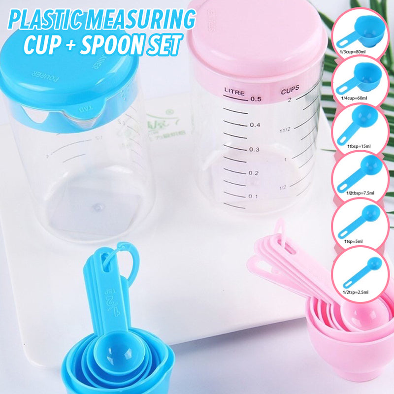 bangyoudaoo Adjustable Measuring Cup and Spoon Set Plastic