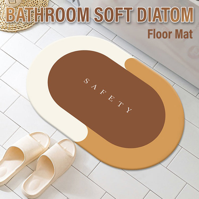 idrop Bathroom Soft Oval Diatom Floor Mat Water Absorbent Non Slip Mat / Alas Tikar Tandas Bilik Mandi Serap Air  / 椭圆软硅藻泥地垫(混色)胶底)